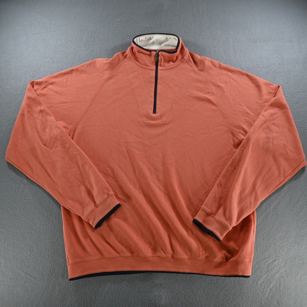 Bobby Jones Mens 1/4 Zip Pullover Sweatshirt XXL Coral Pink Pima Cotton